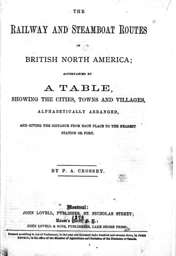 The Railway and Steamboat Routes in British North America