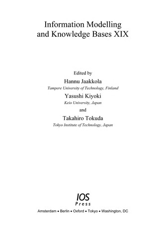 Information Modelling and Knowledge Bases XIX