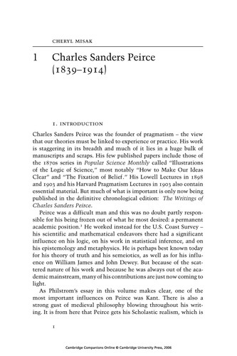 CAMBRIDGE COMPANION TO PEIRCE; ED. BY CHERYL MISAK