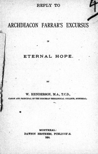 Reply to Archdeacon Farrar's Excursus in Eternal Hope