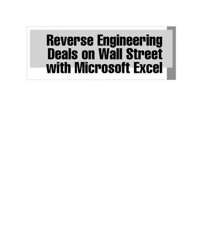 Reverse Engineering Deals on Wall Street with Microsoft Excel