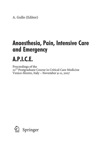 Anaesthesia, Pain, Intensive Care and Emergency Medicine