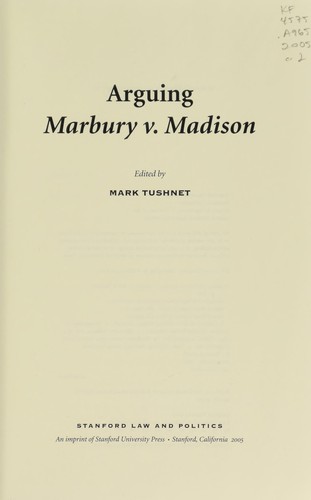 Arguing Marbury v. Madison