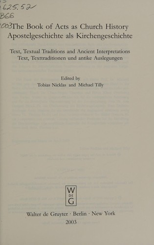 The Book of Acts as Church History