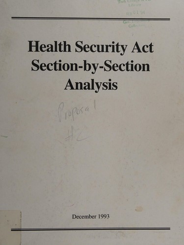 Health Security Act section-by-section analysis