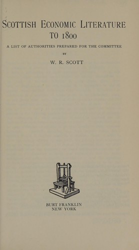 Scottish Economic Literature to 1800