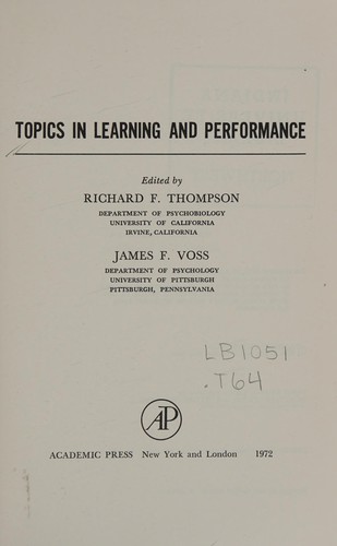 Topics in Learning and Performance