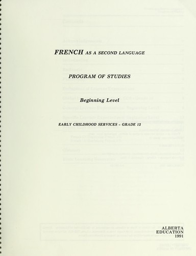 French as a second language, program of studies, beginning level