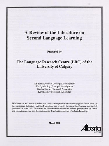 A review of the literature on second language learning
