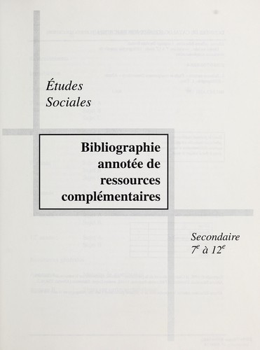 Etudes sociales, secondaire 7e à 12e