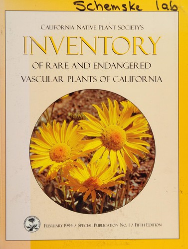 California Native Plant Society's Inventory of Rare and Endangered Vascular Plants of California