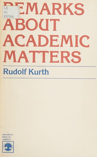 Remarks about academic matters