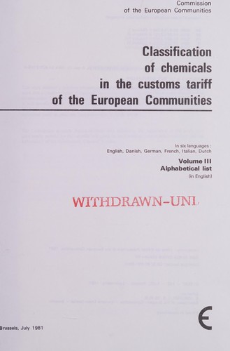 Classification of chemicals in the customs tariff of the European Communities