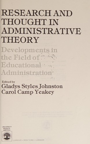 Research and thought in administrative theory
