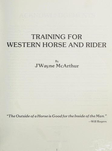 Training for Western Horse and Rider