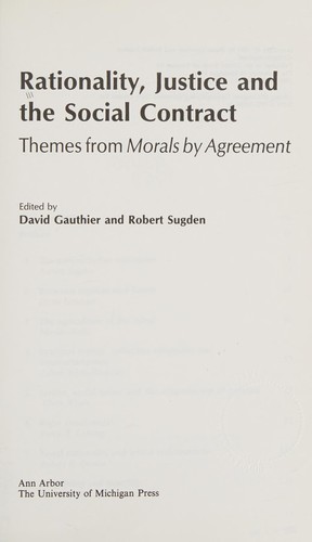 Rationality, Justice and the Social Contract