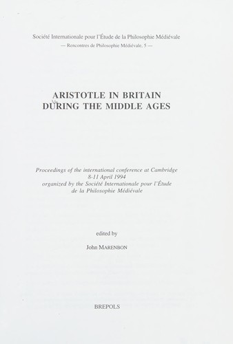Aristotle in Britain during the Middle Ages