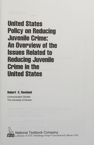 United States Policy on Reducing Juvenile Crime