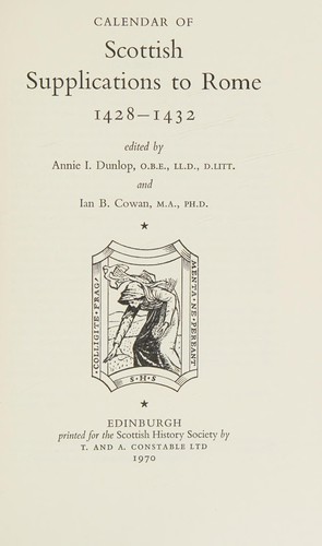 Calendar of Scottish Supplications to Rome