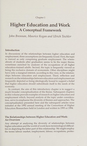 Higher Education and Work