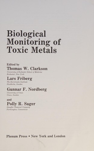 Biological Monitoring of Toxic Metals