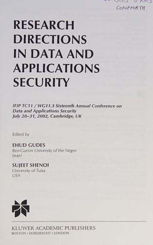 Research Directions in Data and Applications Security
