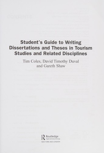 Student's Guide to Writing Dissertations and Theses in Tourism Studies and Related Disciplines