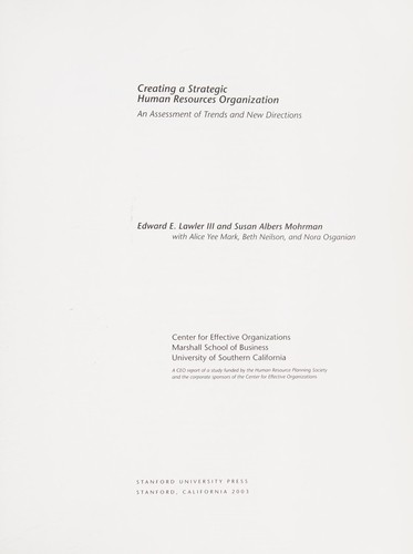 Creating a Strategic Human Resources Organization