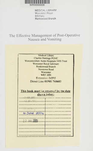 The Effective Management of Post-Operative Nausea and Vomiting