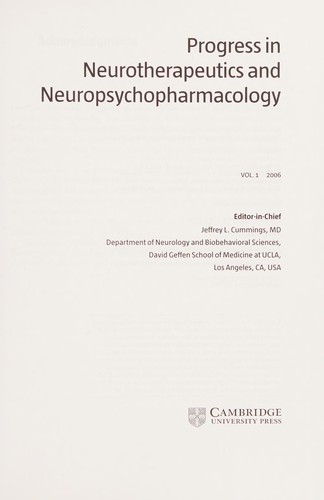 Progress in Neurotherapeutics and Neuropsychopharmacology: Volume 1
