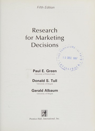 Research for Marketing Decisions