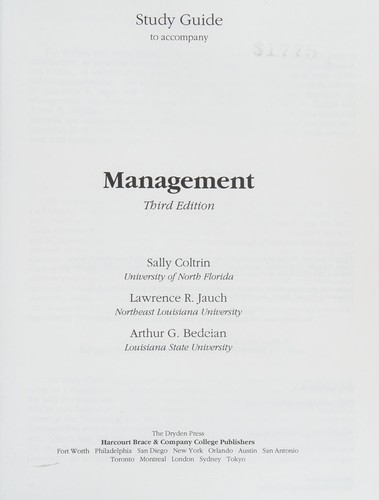 Study Guide to Accompany Bedeian, "Management"