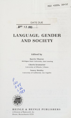Language, Gender and Society