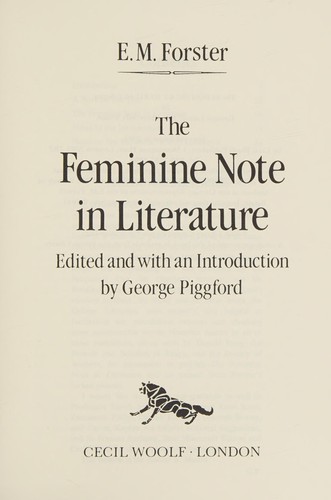 The feminine note in literature