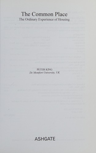 Common Place: The Ordinary Experience of Housing