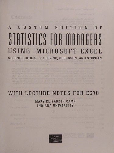 Statistics for Managers Using Microsoft Excel