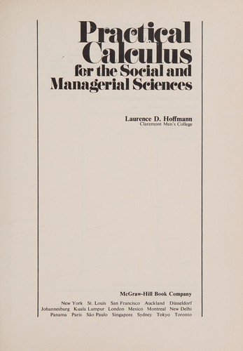 Practical calculus for the social and managerial sciences