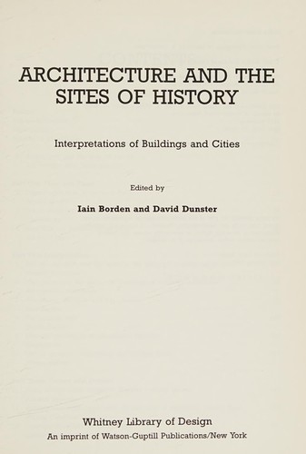 Architecture and the Sites of History