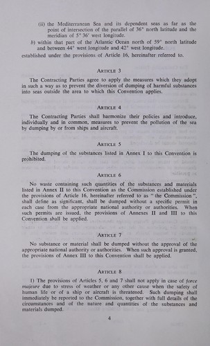 Convention for the prevention of marine pollution by dumping from ships and aircraft