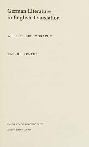 German Literature in English Translation