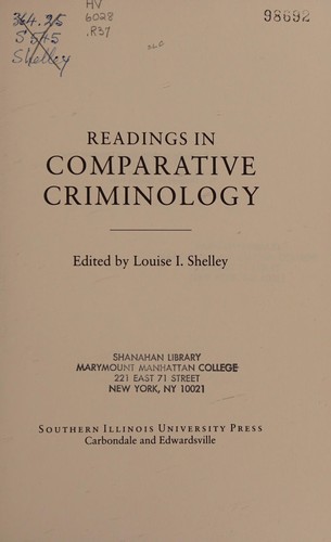 Readings in comparative criminology