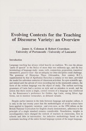 Discourse Variety in Contemporary French