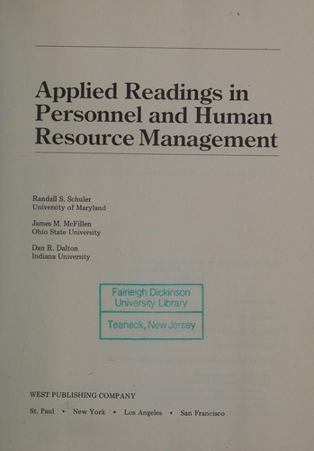 Applied Readings in Personnel and Human Resource Management