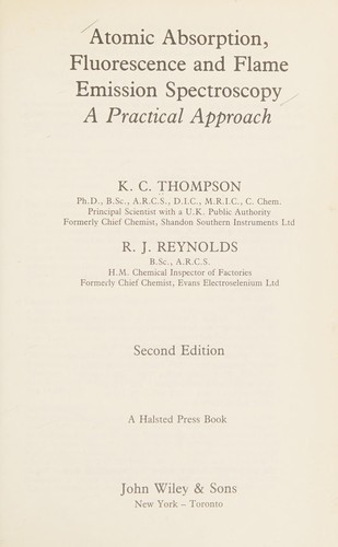 Atomic Absorption, Fluorescence and Flame Emission Spectroscopy