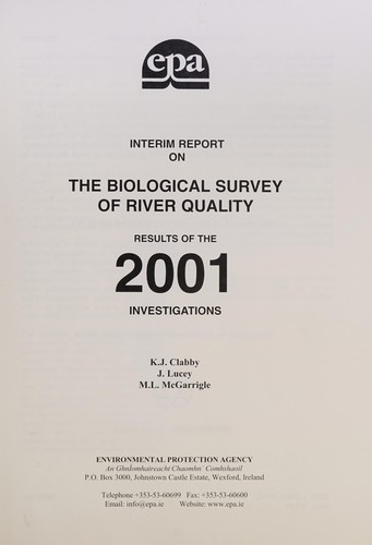 Interim report on the biological survey of river quality