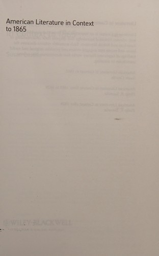 American literature in context to 1865