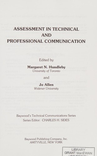 Assessment in Technical and Professional Communication