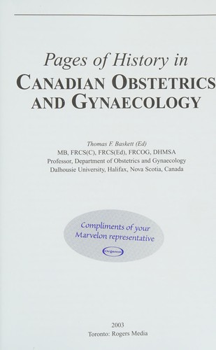 Pages of History in Canadian Obstetrics and Gynaecology