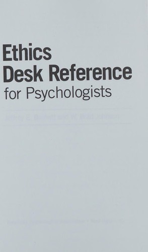 Ethics Desk Reference for Psychologists