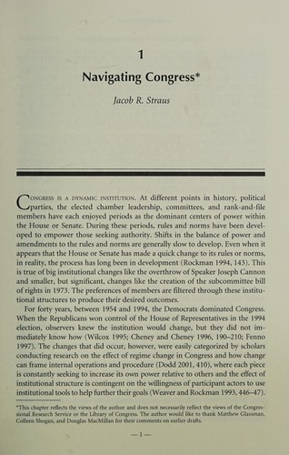 Party and Procedure in the United States Congress
